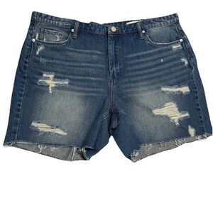 Blank NYC 18W Shorts Denim High Rise Womens Cutoffs Distressed Sustainable NWT